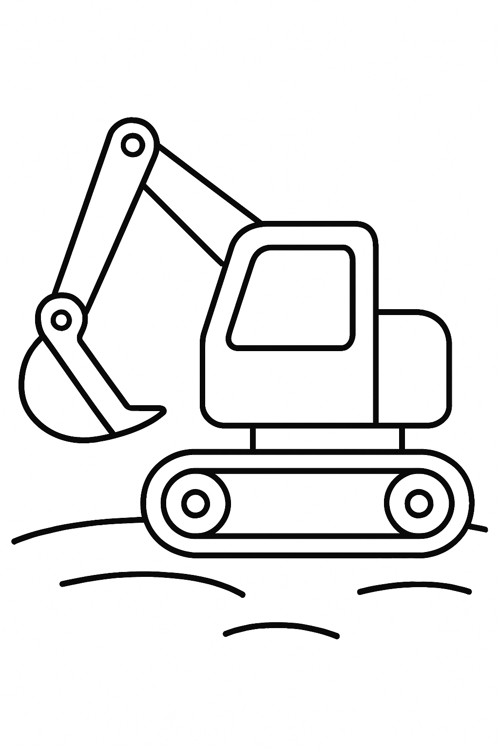 construction vehicle coloring page with printable black and white line art.