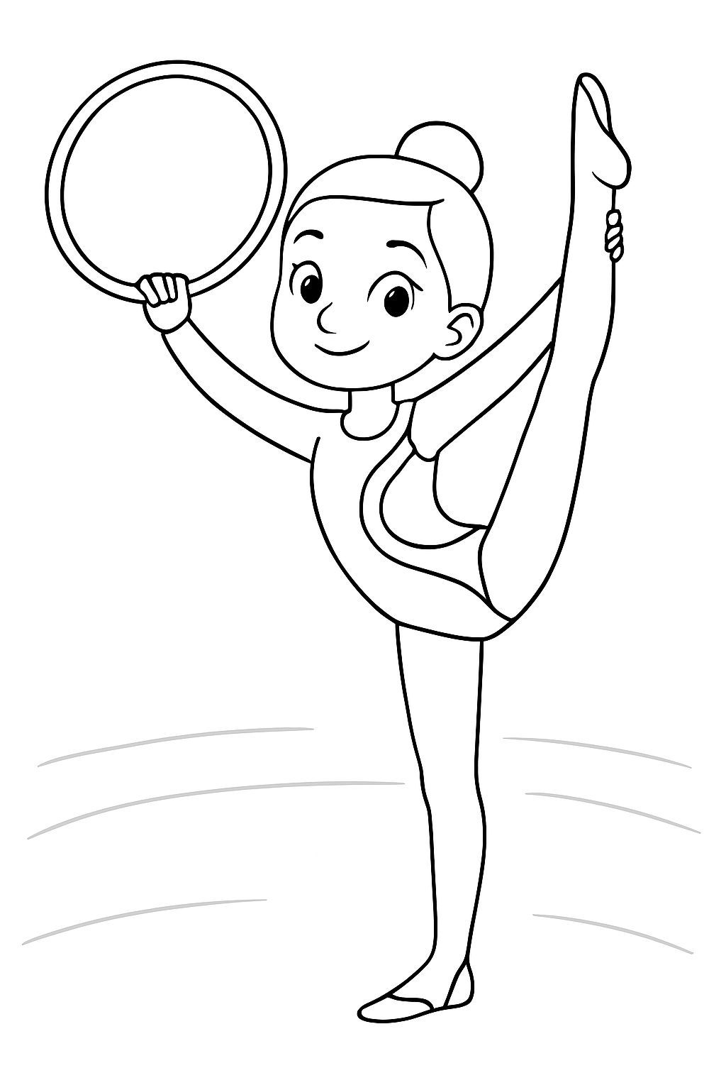 gymnastic coloring page with printable black and white line art.