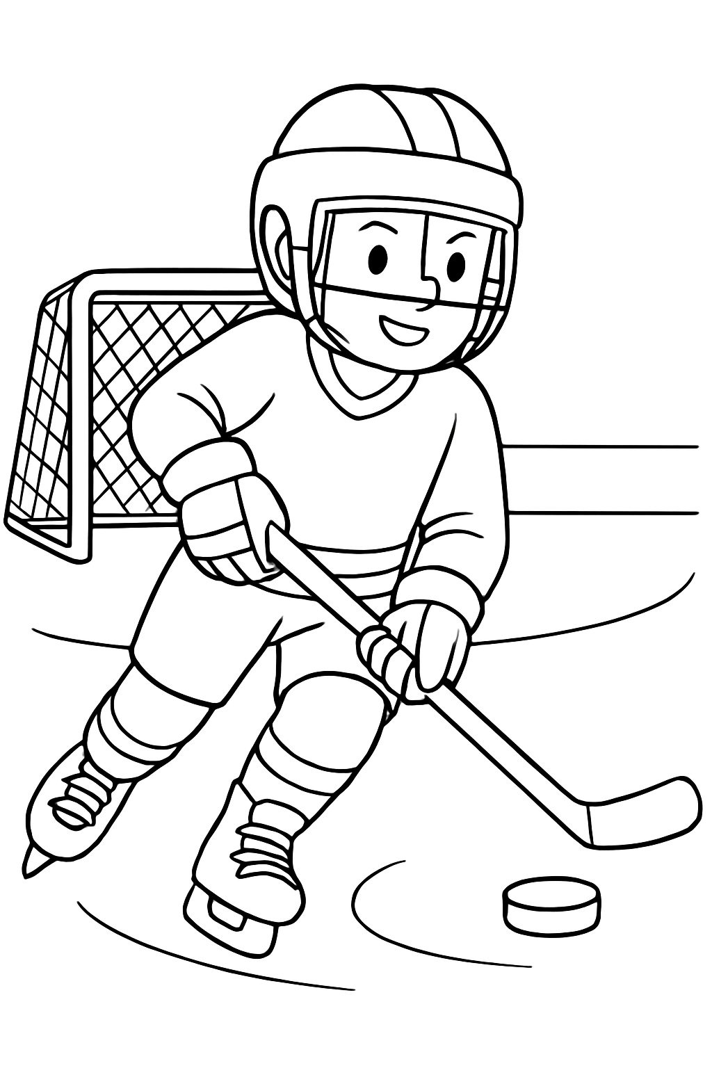 hockey coloring page with printable black and white line art.