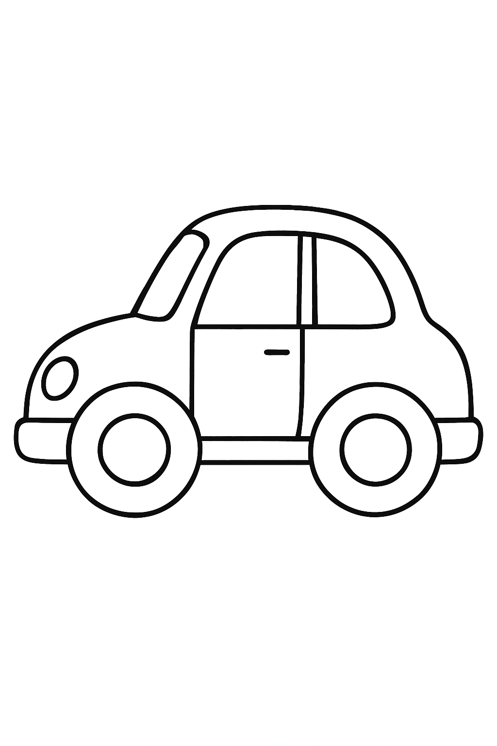 simple car coloring page with printable black and white line art.
