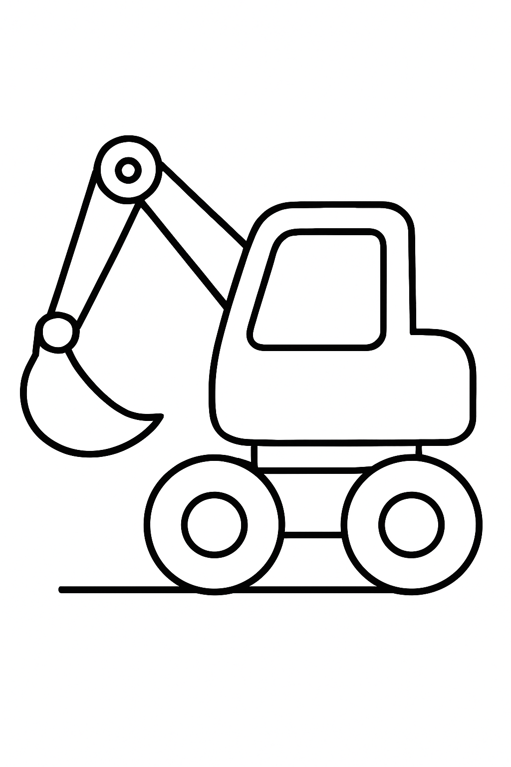 simple construction vehicle coloring page with printable black and white line art.