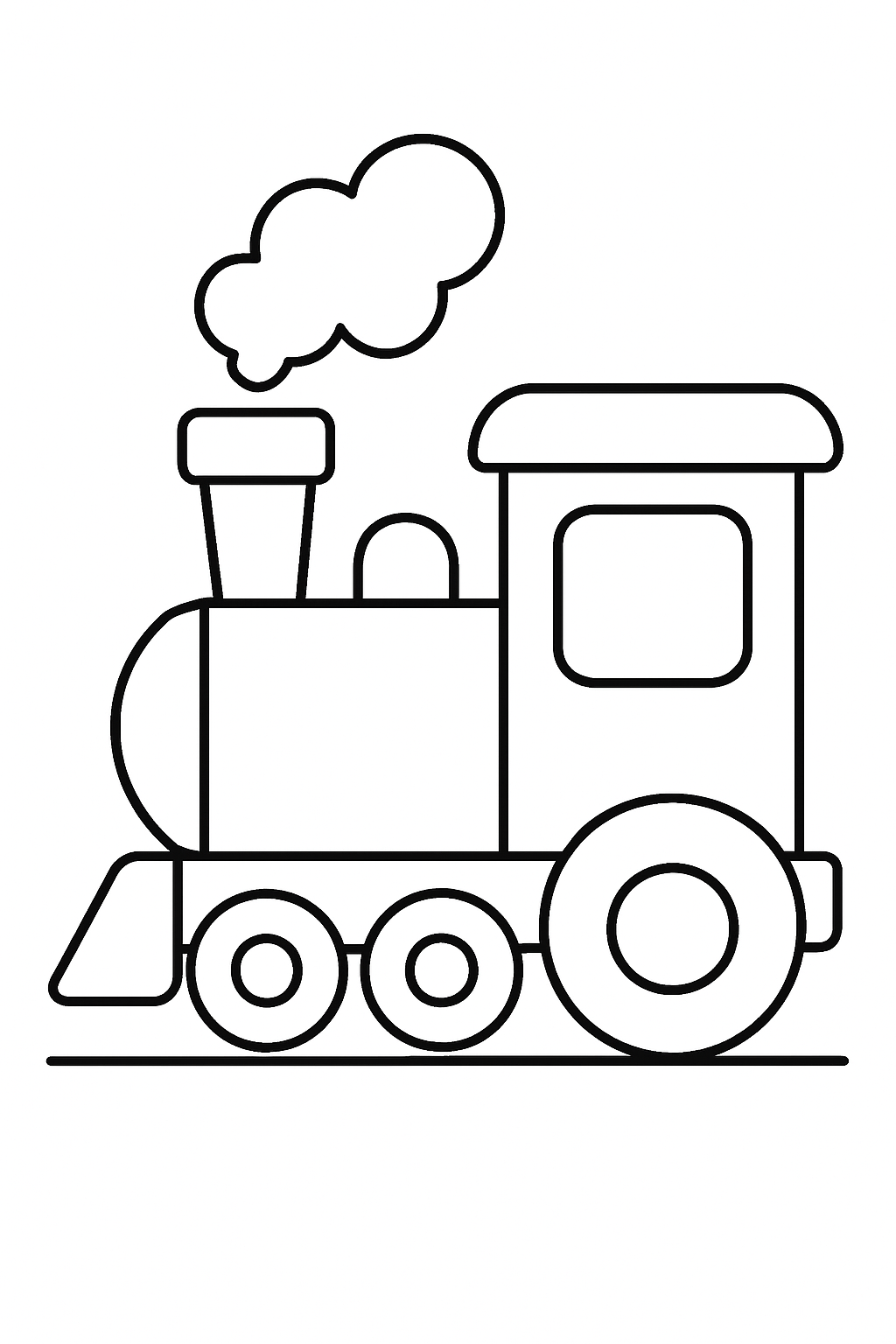 simple train coloring page with printable black and white line art.